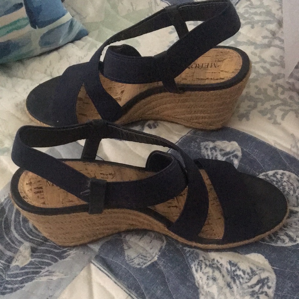 Merona Navy Blue Espadrille Wedge Sandals